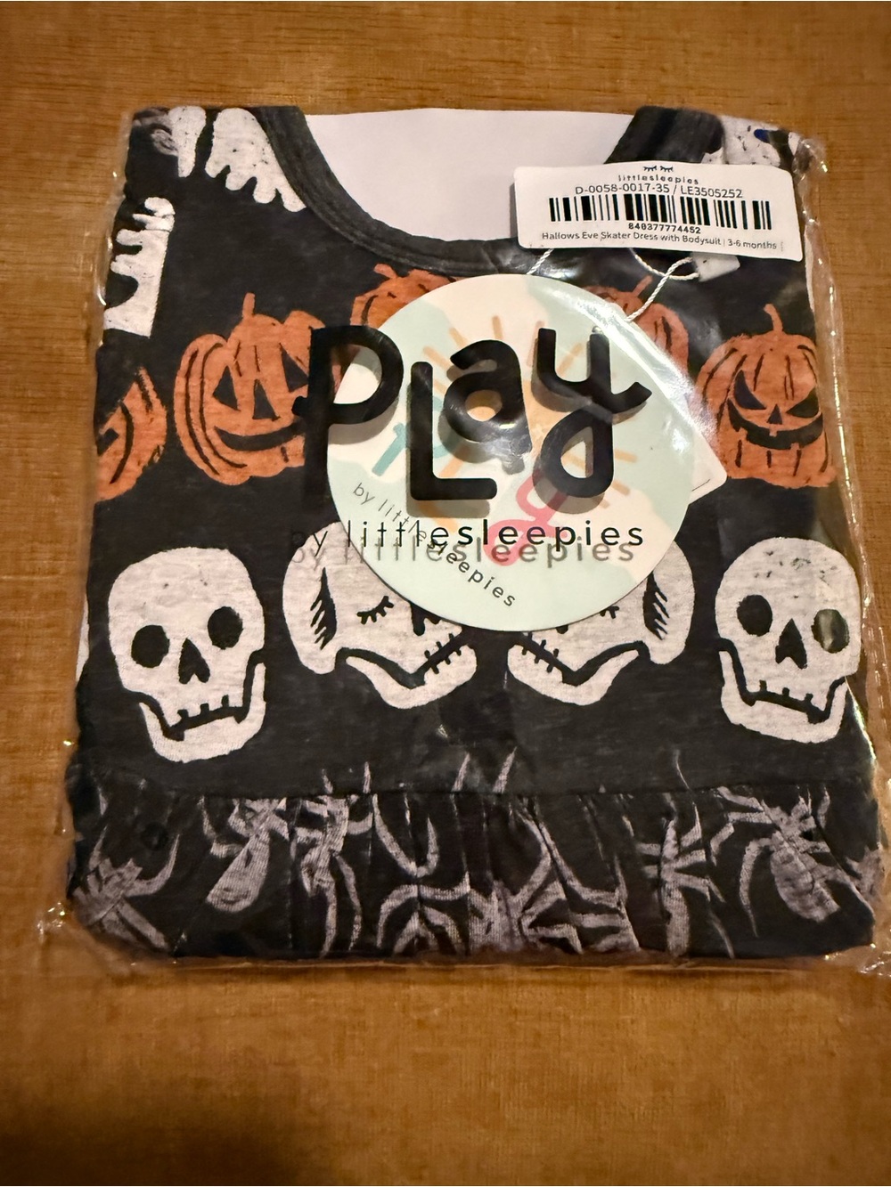 Little Sleepies Black Halloween Skull & Pumpkin Casual Kids Dress